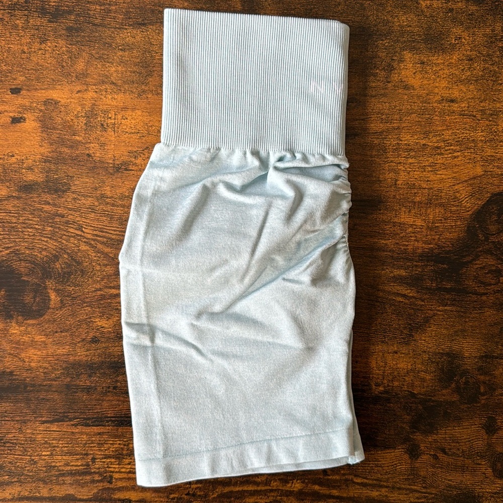 XS NVGTN Pastel Blue Scrunch Seamless Shorts